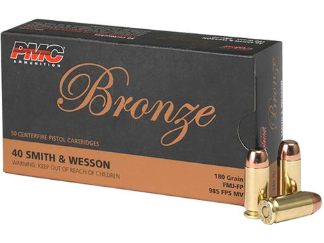 PMC 40E Bronze 40S&W 180gr Full Metal Jacket Flat Point 50 Per Box/20 Case