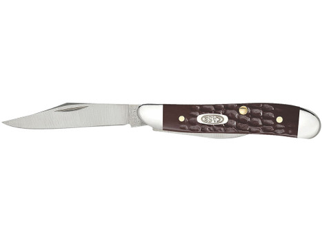 Case 00046 Peanut 2.10"/1.53" Folding Clip/Pen Plain As-Ground Tru-Sharp SS Blade/Brown Jigged Synthetic Handle