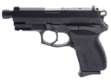 Bersa TPR9CMX TPRCX Compact Frame 9mm Luger 13+1, 4.10" Black Steel Threaded Barrel, Matte Black Serrated Steel Slide & Aluminum Frame w/Beavertail, Ambidextrous