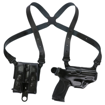 Galco MCII652B Miami Classic II Shoulder System Size Fits Chest Up To 56" Black Leather Harness Compatible w/S&W M&P Shield/Glock 43/43X Right Hand                                                     