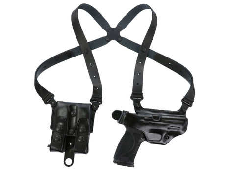 Galco MCII652B Miami Classic II Shoulder System Size Fits Chest Up To 56" Black Leather Harness Compatible w/S&W M&P Shield/Glock 43/43X Right Hand
