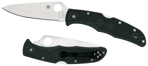 Spyderco C10FPGR Endura 4 Lightweight 3.75" Folding Clip Point Plain VG-10 SS Blade Green Bi-Directional Texturing FRN Handle Includes Pocket Clip                                                      
