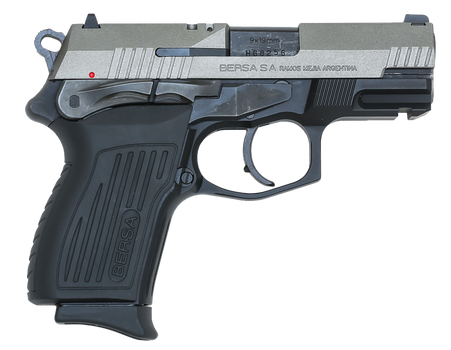Bersa TPR9CDT TPRC  Compact Frame 9mm Luger 13+1, 3.50" Black Steel Barrel, Nickel Cerakote Serrated Steel Slide, Matte Black Aluminum Frame w/Beavertail, Ambidextrous                                 