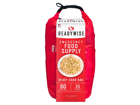 ReadyWise RW10641 7 Day Emergency Grab Bag 60 Servings, 10 Mylar Pouches, 13,920 Total Calories, About 60 Cups of Water Needed