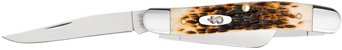 Case 00042 Stockman  Medium 2.57"/1.88"/1.71" Folding Clip Point/Sheepsfoot/Spey Plain Mirror Polished Tru-Sharp SS Blade Peach Seed Jigged Amber Bone Handle                                           