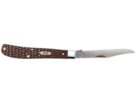 Case 00135 Trapper Slimline 3.25" Folding Clip Point Plain Mirror Polished Tru-Sharp SS Blade, Brown Jigged Synthetic Handle