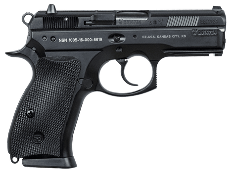 CZ-USA 91199 P-01  Compact Frame 9mm Luger 15+1 3.75" Black Steel Barrel, Black Steel Serrated Slide, Black Polycoat Aluminum Frame w/Beavertail, Black Rubber Grip, Right Hand                         