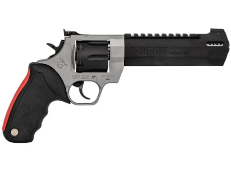 Taurus 2440065RH Raging Hunter 44 Rem Mag 6rd 6.75" Matte Black Oxide Cylinder & Barrel Matte Stainless Steel Frame Black Rubber with Integrated Red Cushion Insert Grip