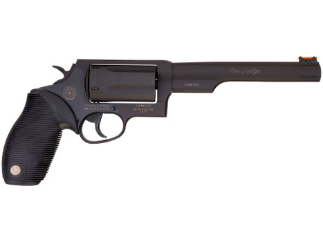 Taurus 2-441061T Judge Compact 45 Colt (Long Colt) 410 Bore 5 Shot 6.50" Matte Black Oxide Alloy Steel Barrel, Cylinder & Frame, Black Rubber Grip, Transfer Bar Safety, Exposed Hammer