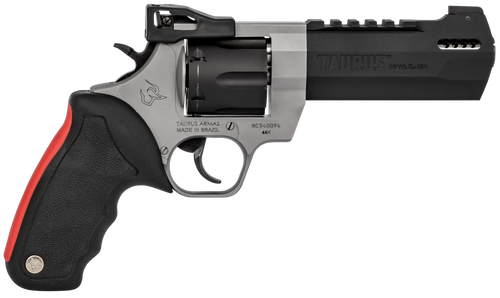 Taurus 2440055RH Raging Hunter  44 Rem Mag 6rd 5.12" Matte Black Oxide Cylinder & Barrel Matte Stainless Steel Frame Black Rubber with Integrated Red Cushion Insert  Grip                              