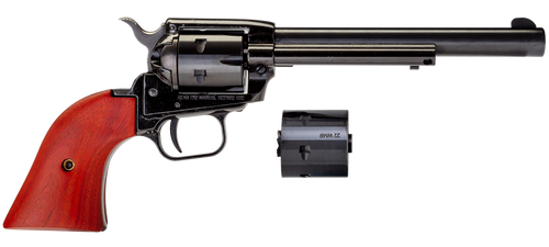 Heritage Mfg RR22MB6 Rough Rider  22 LR 22 WMR 6 Shot, 6.50" Black Steel Barrel, Black Zinc Alloy Frame, Black Cylinder, Cocobolo Grip, Hammer/Thumb Safety, Exposed Hammer                             