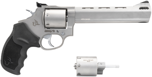 Taurus 2-692069 692  Medium 38 Special +P/357 Mag/ 9mm Luger 7 Shot 6.50" Matte Stainless Vent Rib Barrel, Cylinder & Frame, Black Ribber Grip, Transfer Bar Safety, Exposed Hammer, 2 Cylinders        