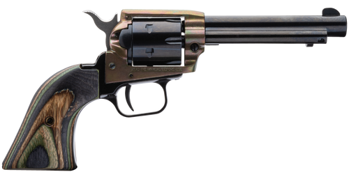 Heritage Mfg RR22MCH4 Rough Rider  22 LR/22 WMR 6 Shot, 4.75" Black Steel Barrel & Cylinder Simulated Case Hardened Zinc Alloy Frame, Camo Laminate Grip, Hammer/Thumb Safety, Exposed Hammer           