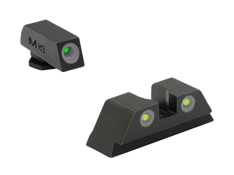 Meprolight USA 102223201 Tru-Dot Green Tritium White Outline Front Sight-Yellow Tritium White Outline Rear Sight Glock 10 MM/.45ACP