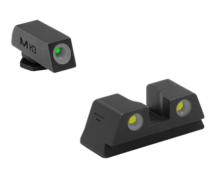Meprolight USA 102203201 Tru-Dot  Green Tritium White Outline Front Sight-Yellow Tritium White Outline Rear Sight Glock 42/43/43X/48                                                                    