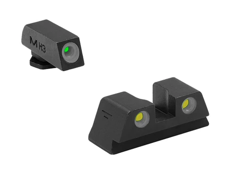 Meprolight USA 102203201 Tru-Dot Green Tritium White Outline Front Sight-Yellow Tritium White Outline Rear Sight Glock 42/43/43X/48