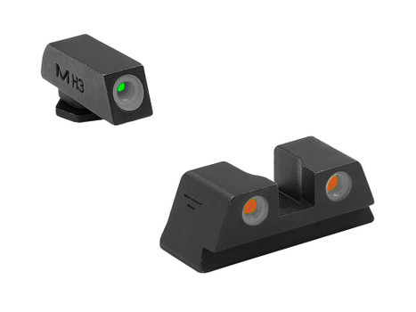 Meprolight USA 102203301 Tru-Dot Sight Set Green Tritium/Orange Tritium/Black Frame Compatible w/Glock 42/43/43X/48X, Post/Dovetail Mount