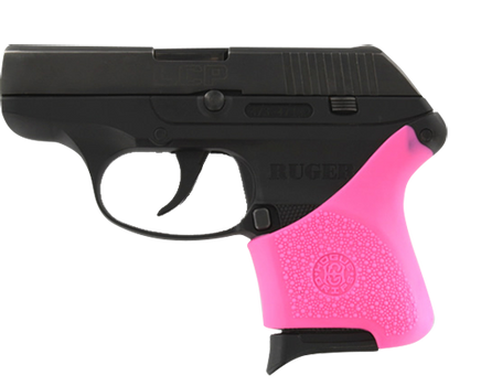 Hogue 18107 HandAll Hybrid Grip Sleeve made of Rubber with Textured Pink Finish for Ruger LCP                                                                                                           