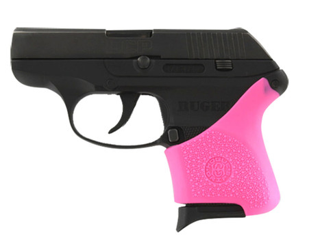 Hogue 18107 HandAll Hybrid Grip Sleeve made of Rubber with Textured Pink Finish for Ruger LCP