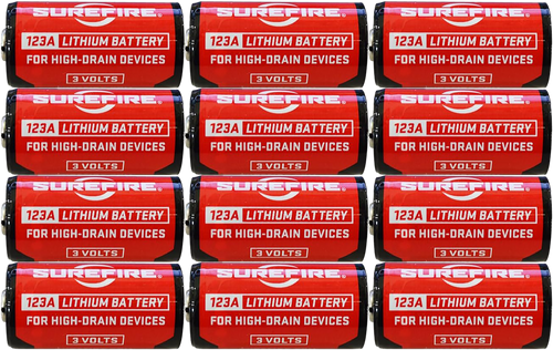 SureFire SF12ABBCS 123A Batteries  Red/Black 3.0 Volts 1,550 mAh (12) Single Package Clamshell                                                                                                          