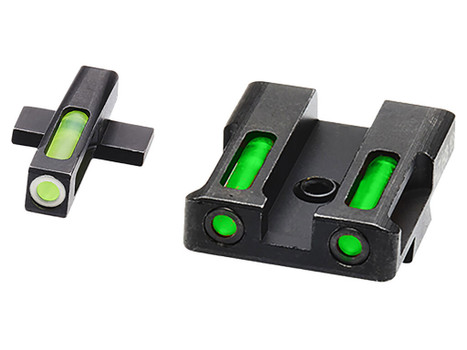 HiViz XDN321 LiteWave H3 Sight Set for Springfield XD Green Tritium White Outline Front Sight-Green Fiber Optic Rear Sight