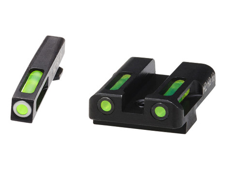 HiViz GLN329 LiteWave H3 Sight Set for Glock Green Tritium White Outline Front Sight-Green Fiber Optic Rear Sight