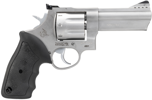 Taurus 2-608049 608  Large 357 Mag/38 Special +P 8 Shot 4" Matte Stainless Steel Ported Barrel, Cylinder & Frame, Black Finger Grooved Rubber Grip, Transfer Bar Safety, Exposed Hammer                 