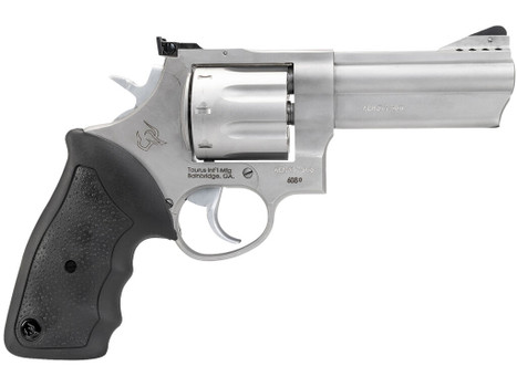 Taurus 2-608049 608 Large 357 Mag/38 Special +P 8 Shot 4" Matte Stainless Steel Ported Barrel, Cylinder & Frame, Black Finger Grooved Rubber Grip, Transfer Bar Safety, Exposed Hammer
