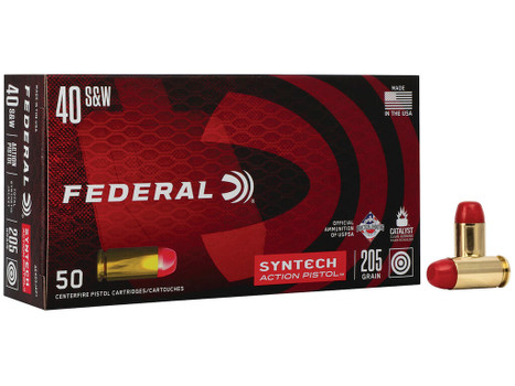 Federal AE40SJAP1 American Eagle Syntech Action Pistol 40S&W 205gr Total Syntech Jacket Flat Nose 50 Per Box/10 Case