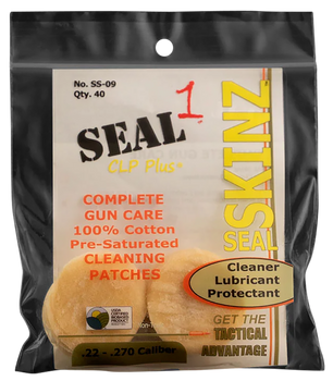 Seal 1 SS-09 Seal SKINZ Cleaning Patches/Cloths 22-270 Cal 1.25" Cotton                                                                                                                                 