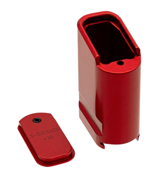 Shield Arms SAS15ME10RED Magazine Extension  Extended 10rd Compatible w/ Shield Arms S15 Magazine Red Anodized Aluminum                                                                                 