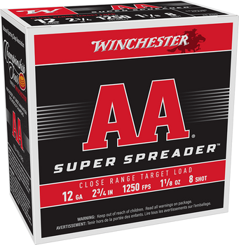 Winchester Ammo AAS128 AA Super Spreader 12Gauge 2.75" 1 1/8oz 25 Per Box/10 Case                                                                                                                       