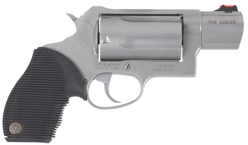 Taurus 2441039TC Judge Public Defender Small Frame 45 Colt (Long Colt)/ 410 Bore 5rd 2" Matte Stainless Steel Barrel, Cylinder & Frame, Black Ribber Grip, Transfer Bar Safety, Exposed Hammer          