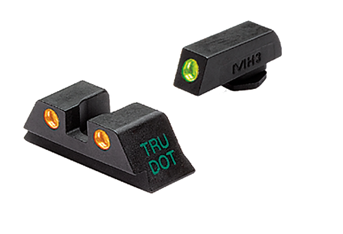 Meprolight USA 102243301 Tru-Dot Sight Set Green Tritium Front/Orange Tritium Rear, Compatible w/Glock 17/19/22/23/24/25/28/31/32/33/34/35/37/38/39                                                     