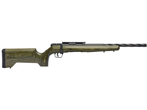 Savage Arms 70551 B Series Full Size 22 WMR 9+1 18" Matte Black Spiral Fluted Threaded Barrel, Matte Black Carbon Steel Receiver w/Picatinny Rail, OD Green Fixed Laminate Stock, Right Hand