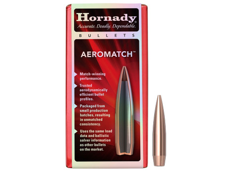 Hornady 30507 Aeromatch 30Cal 168gr Hollow Point Boat Tail 100 Per Box/15 Case