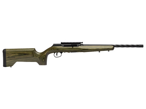Savage Arms 47258 A Series Full Size 22 LR 10+1 18" Matte Black Spiral Fluted Threaded Barrel, Matte Black Carbon Steel Receiver w/ Picatinny Rail, OD Green Fixed Laminate Stock, Right Hand