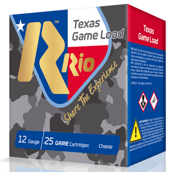 RIO AMMUNITION TG3675TX Top Game Texas Game Load Standard Velocity 12 Gauge 2.75" 1-1/4 oz 7.5 Shot 25 Bx/ 10 Cs                                                                                        