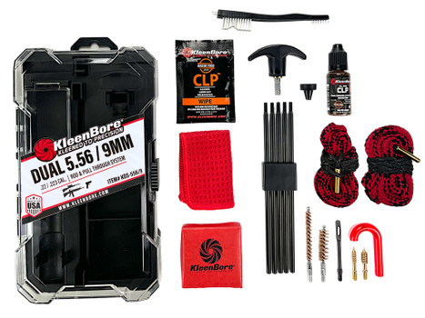 KleenBore KDS556/9 Dual System Cleaning Kit 5.56/22/223 w/ Dual Rod Rope Pull Through