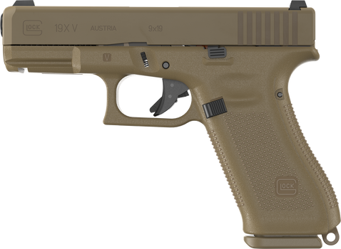 Glock UV1950703X G19X V 9mm Luger 17+1 4.02" Black GMB Barrel, Coyote nPVD Steel Serrated Slide, Coyote Brown Polymer Frame, Textured Polymer Grip, Ambidextrous                                        