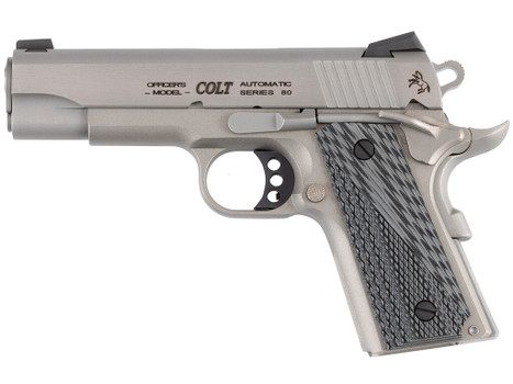 Colt Mfg O9840XE Officer Lightweight 45 ACP 7+1 4.25" Stainless Steel Barrel, Stainless Cerakote Stainless Steel Serrated Slide, Stainless Cerakote Aluminum Frame w/Beavertail, Black/Gray G10 Grip