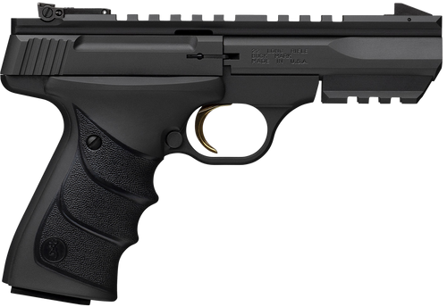 Browning 051602490 Buck Mark Black Label URX 22 LR 10+1 5.50" Matte Blued Contoured Barrel, Matte Black Serrated Slide, Matte Black Aluminum Frame w/Picatinny Rail, Black UFX Overmolded Grip          