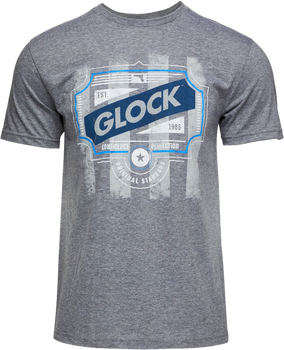 Glock AP96210 Blue Line Tee  Gray Ringspun Cotton/Polyester Short Sleeve 3XL                                                                                                                            