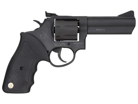Taurus 2-660041 66 Medium 357 Mag/38 Special +P 7 Shot 4" Matte Black Oxide Ally Steel Barrel, Cylinder & Frame, Black Finger Grooved Rubber Grip, Transfer Bar Safety, Exposed Hammer