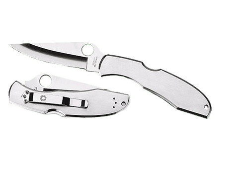 Spyderco C10S Endura 4 3.85" Folding Clip Point Part Serrated VG-10 SS Blade Satin Stainless Steel Handle Includes Pocket Clip