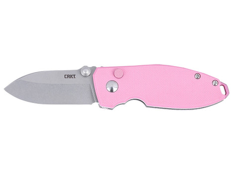 CRKT 2474P SQUID EDC 2.27" Folding Plain Stonewashed D2 Steel Blade, Pink G10 Handle