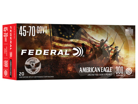 Federal AE4570USA American Eagle 45-70Gov 300gr Jacketed Soft Point 20 Per Box/10 Case