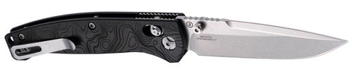 Hogue 24457 Mysto  3.40" Folding Clip Point Plain Black Stonewashed CPM MagnaCut Steel Blade, Maple Valley Richlite Black Handle                                                                        