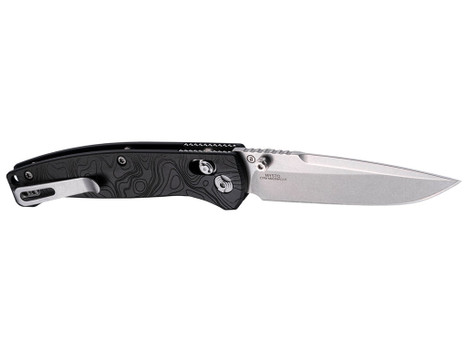 Hogue 24457 Mysto 3.40" Folding Clip Point Plain Black Stonewashed CPM MagnaCut Steel Blade, Maple Valley Richlite Black Handle