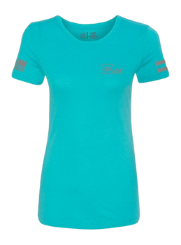 GLK AP96444 GLOCK GIRL FLAG TEE M   TEAL